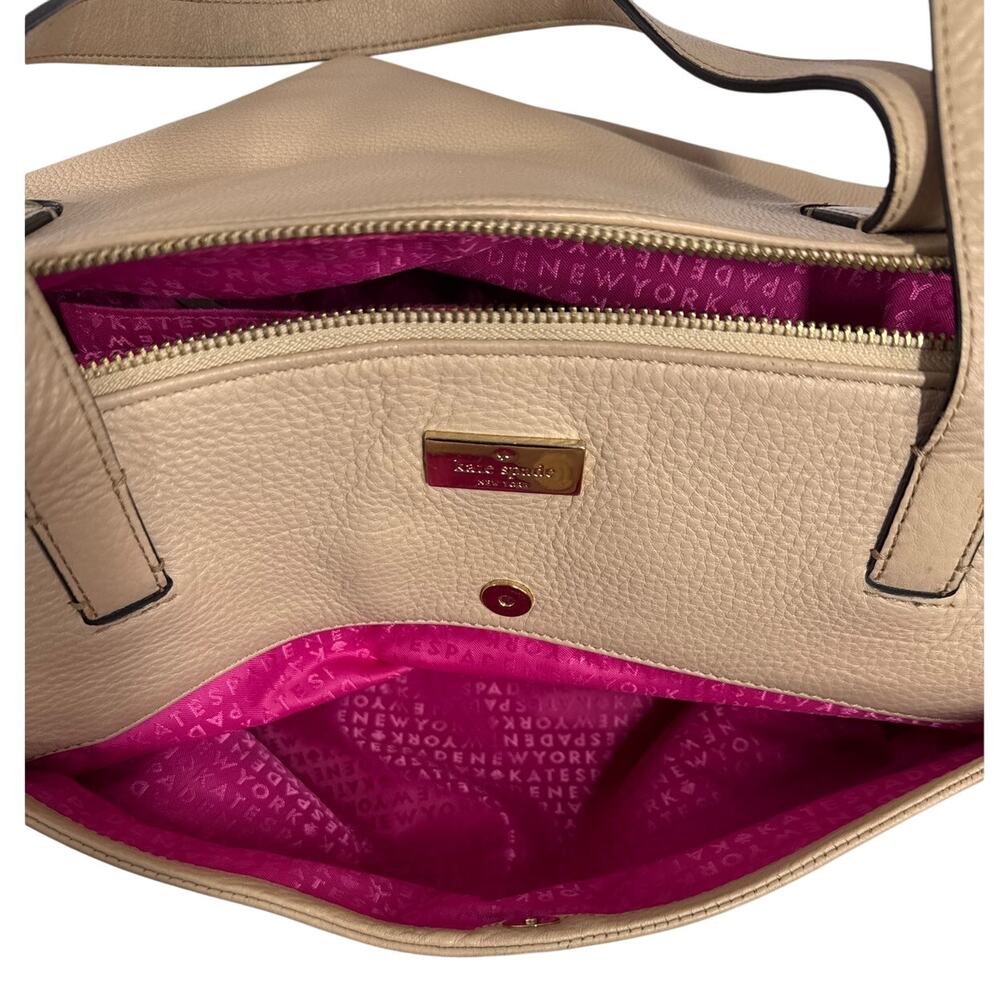 Kate Spade New York Large Leather Shoulder Bag, Light Tan or Beige - Picture 5 of 15